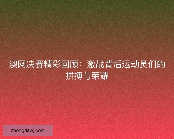 澳网决赛精彩回顾：激战背后运动员们的拼搏与荣耀