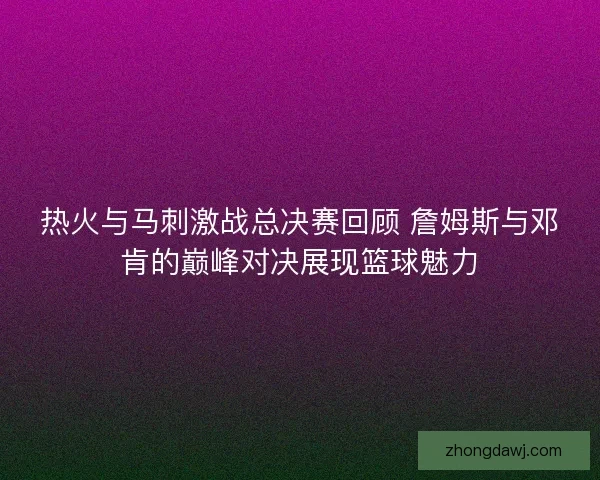 热火与马刺激战总决赛回顾 詹姆斯与邓肯的巅峰对决展现篮球魅力