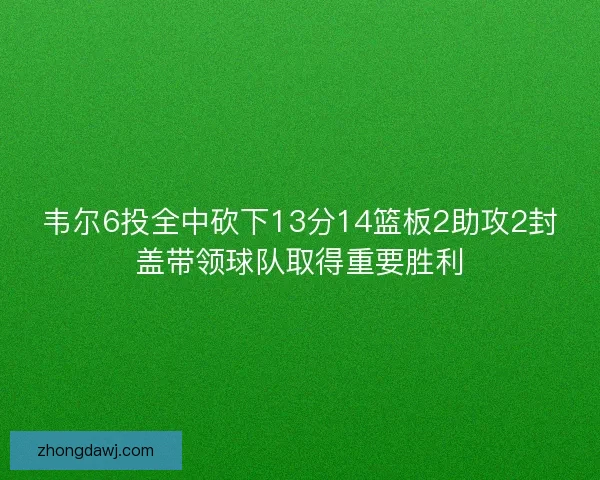 韦尔6投全中砍下13分14篮板2助攻2封盖带领球队取得重要胜利