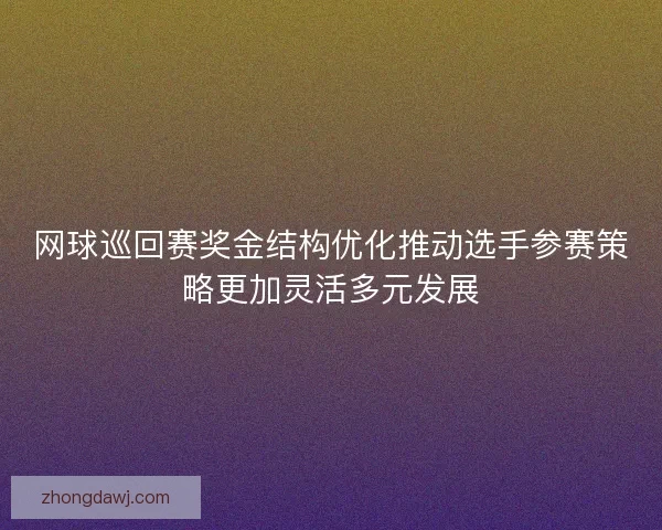 网球巡回赛奖金结构优化推动选手参赛策略更加灵活多元发展