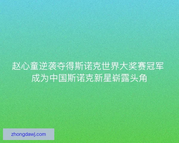 赵心童逆袭夺得斯诺克世界大奖赛冠军 成为中国斯诺克新星崭露头角