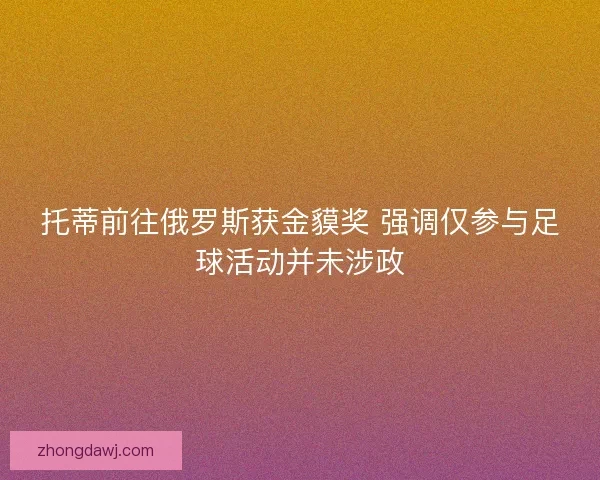 托蒂前往俄罗斯获金貘奖 强调仅参与足球活动并未涉政 托蒂前往俄罗斯获金貘奖 强调仅参与足球活动并未涉政